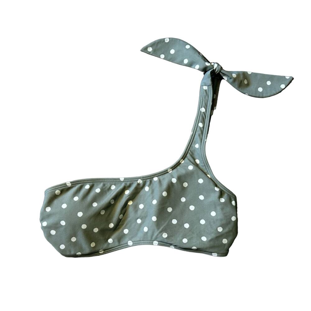 Abercrombie + Fitch green polka dot one shoulder asymmetrical bikini top sz S